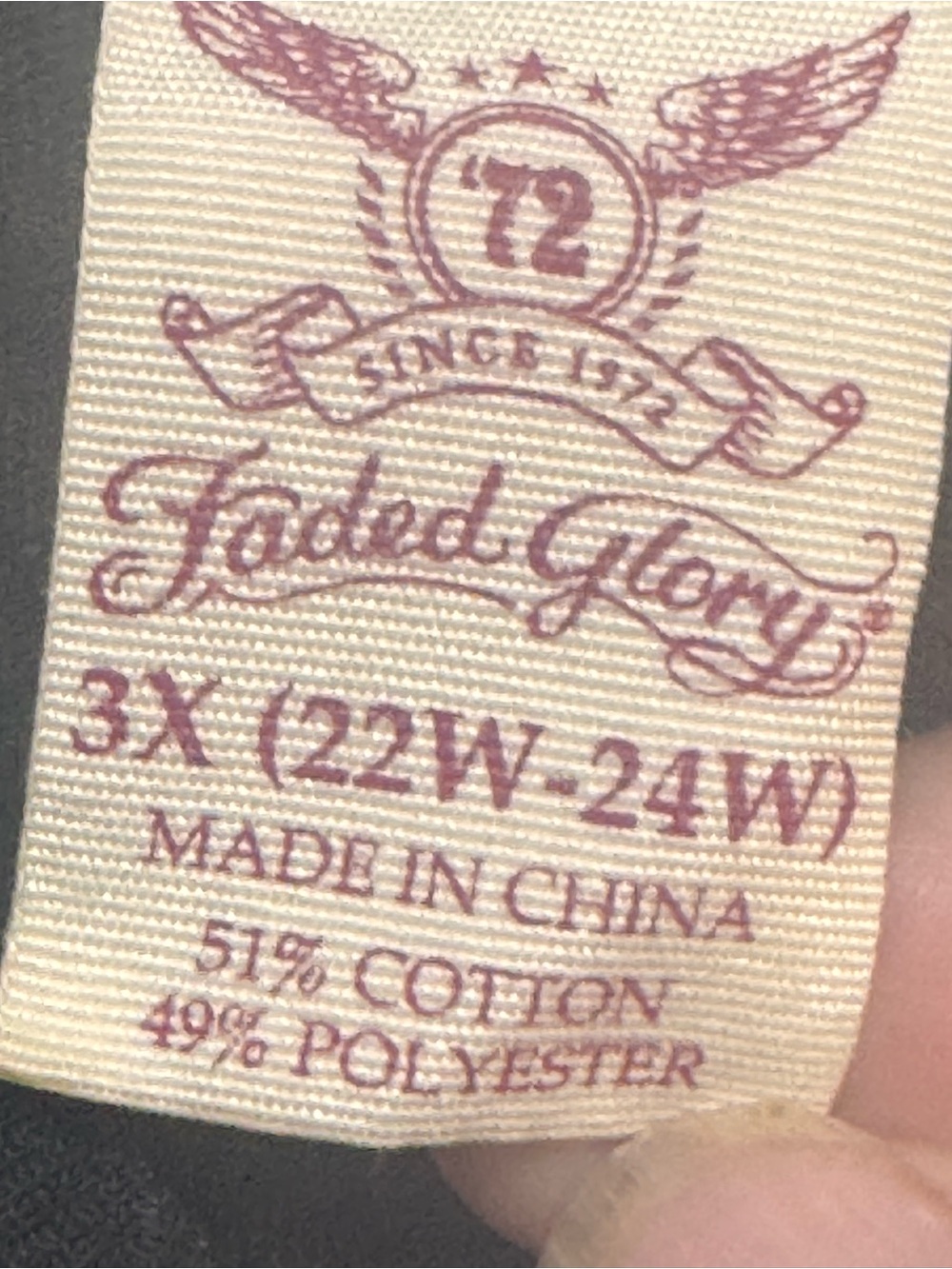 Faded Glory Black Long Sleeve Tee with Pink Label Print